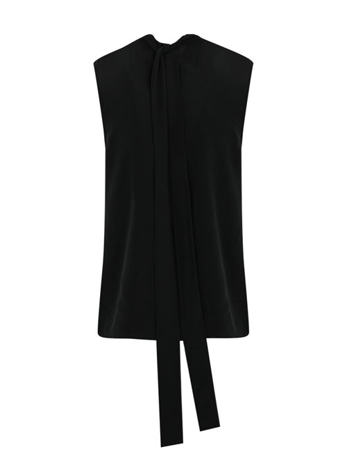 Top con fiocco in crepe de Chine nero MAX MARA STUDIO | 2426166011600002